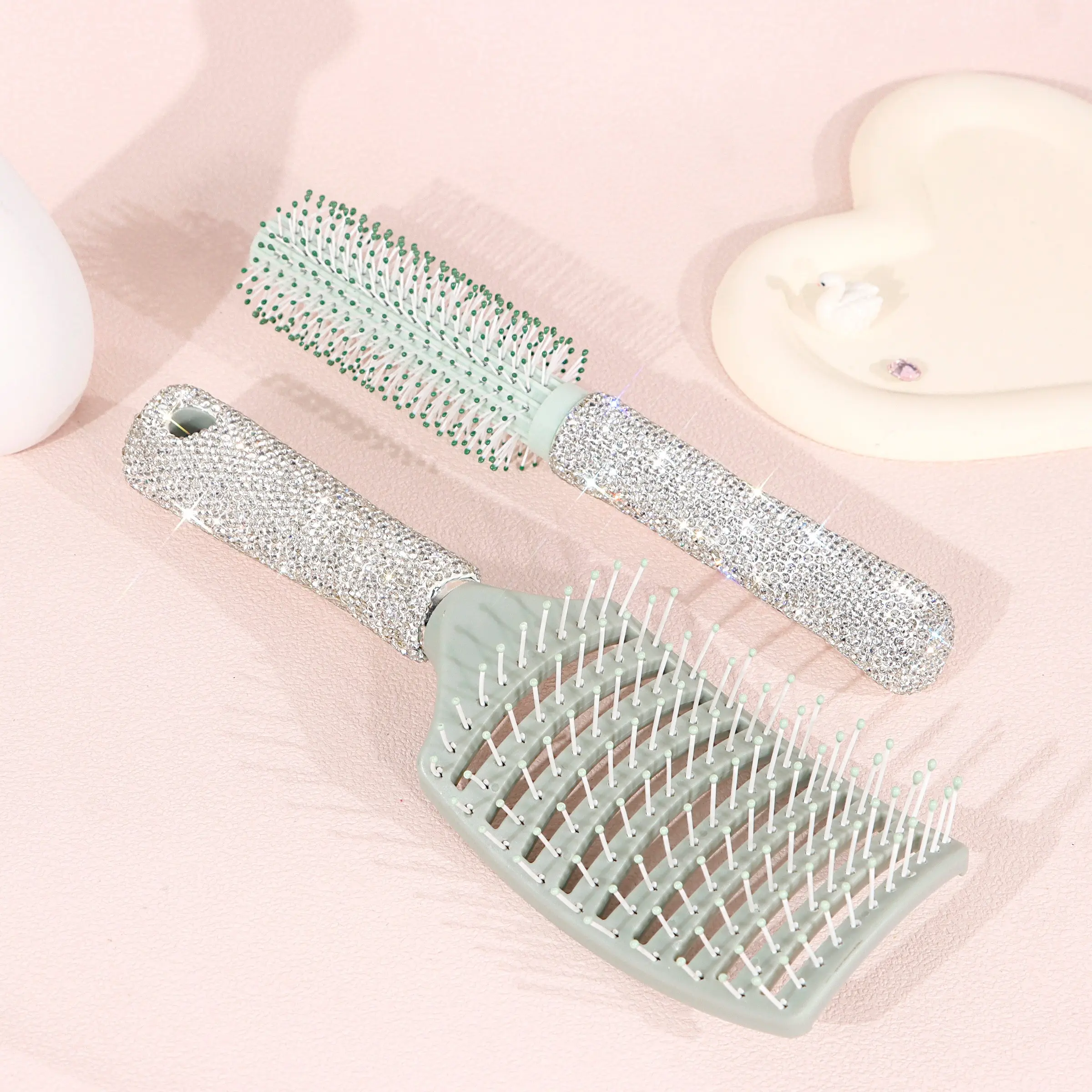 Diamond-Encrusted Detangling Comb, Comb Type, Breathable Design, Suitable for Long Short Curly Straight Hair, No Heat Needed, Soft Comfortable, Detangling Hairbrush, Detangler Comb, Hair Styling Combs