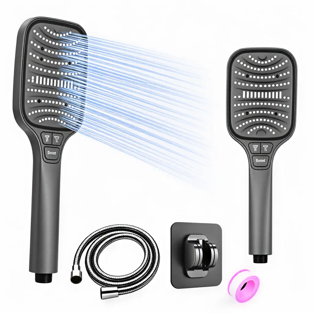 CELLE High-Pressure Multifunctional Handheld Shower Head, 8 functions, handheld high pressures,powerful jet(suitable for pet bathing), detachable showerhead, Equipped with a 59-inch stainless steel hose, bathroom necessities