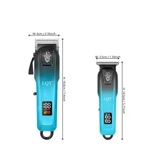 LQT 2-Piece Gradient Blue Hair Clipper & Trimmer Set, Professional Cordless Barber Kit with LED Display, for Men’s Haircuts, Beard Trimming & Grooming
