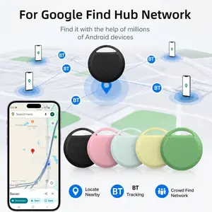 RSH Mini Tracker Smart Label, Rechargeable GPS Tracker Device, Portable Key Finder, Pet Wallet Tracker, Travel Bag Locator, Suitable for Google Device, Smart Tracking Tag