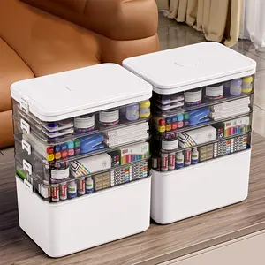 1PC Large Capacity Multi-layer Classified Durable Portable Storage Box, Multi-layer Storage Box for Home and Travel, Transparent Storage Box - Easy to Clean