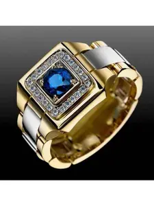 Set with blue gemstone ring - Luxurious men's engagement and wedding jewelry accessory Cluster Stone Engagement Ring