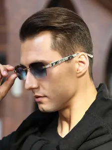 Men's Metal Square Frameless Glasses, Vintage Luxury Business Style, Casual Fashion Eyewear for Daily Commute, Driving, Afternoon Tea, Stylish Glasses