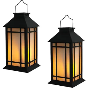 13-Inch IP65 Waterproof Battery-Powered Outdoor Lantern with LED Flameless Candle and 6-Hour Timer - Decorative Lantern for Patio & Garden (2 Pack)