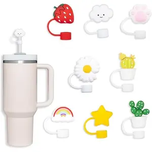8 Pack Compatible with Stanley 30&40 Oz Tumbler, 10mm Straw Covers Cover, Cute Silicone Straw