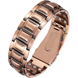 Feraco 3X Strength Copper Bracelet for Men,Adjustable Magnetic Bracelets,Copper Jewelry Gifts for Men,3800 Gauss Magnets,Pro Fold-Over Butterfly Clasp