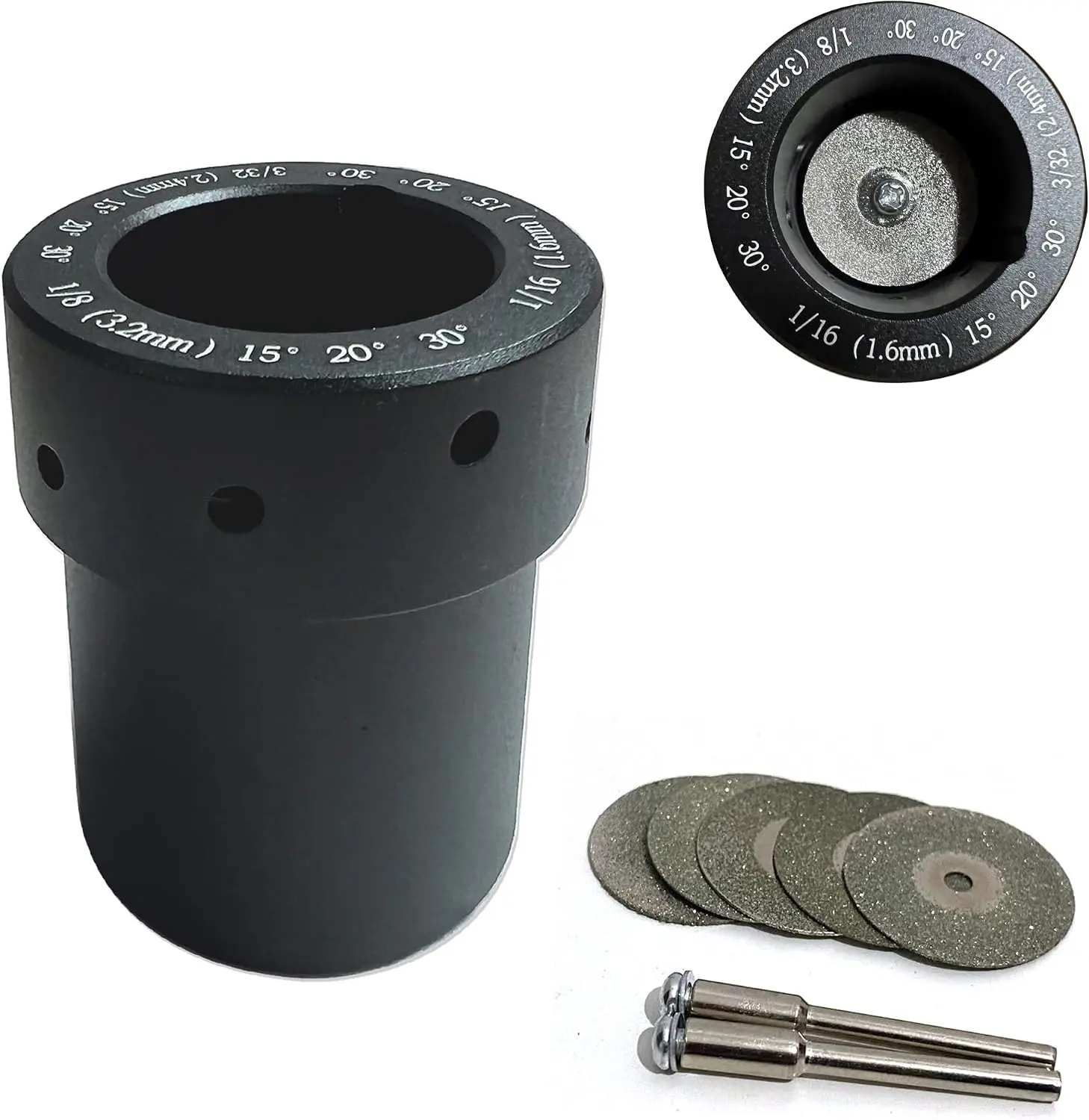 Tungsten Head TIG Tool, Aluminum TIG Sharpener with Slot Tungsten Multi-Angle, 5pc Wheels 25mm