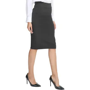 Urban Coco Women'S Elastic Waist Stretch Bodycon Midi Pencil Skirt Urban CoCo