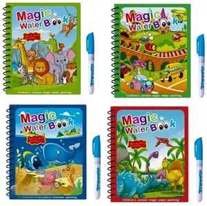 4 Pack Water Coloring Books, Reusable Water Painting Book For Toddlers, Portable Educational Drawing Gift, Mess Free, Screen Free, Paintings for Toddlers Educational Learning Kits for Kids