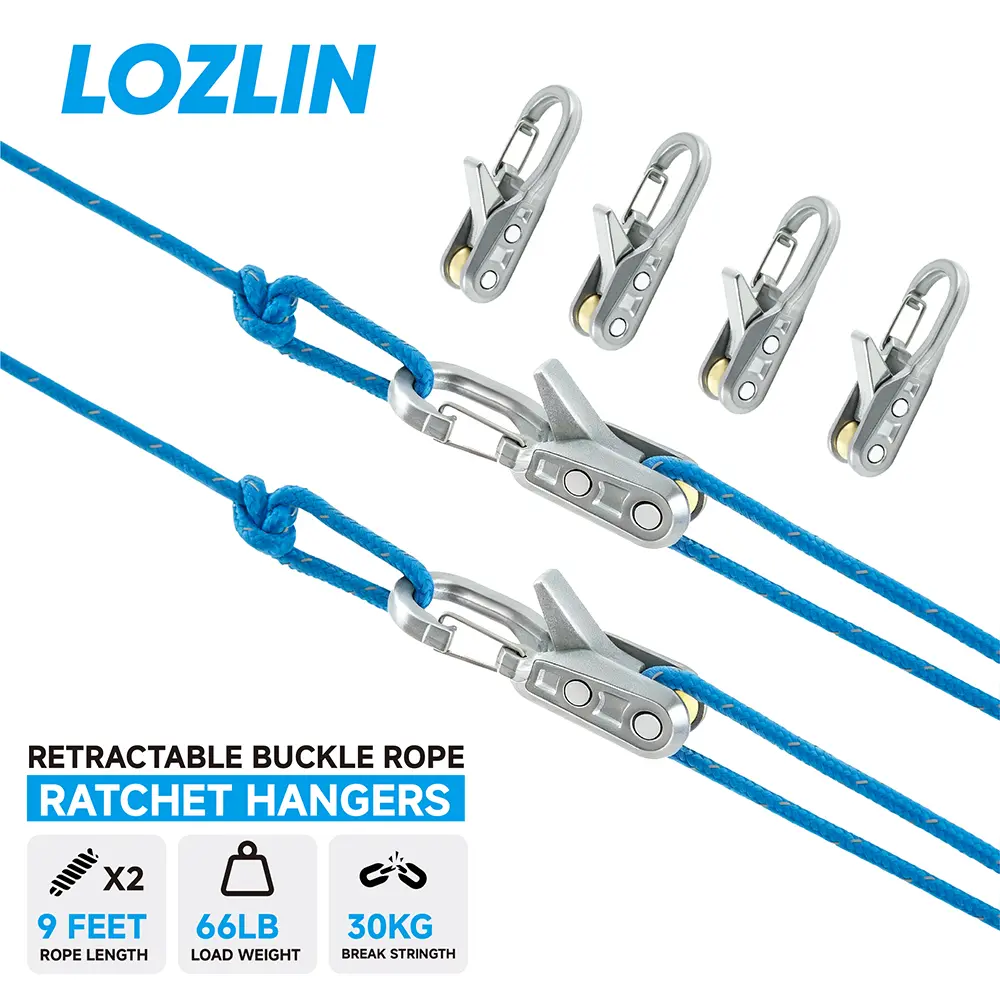 LOZLIN 6PCS Coiled Tool Lanyard with Case, Retractable Safety Tether & Anti-Loss Spring Cord for Fishing, Camping, Hiking Backpacks and Hardware Tools