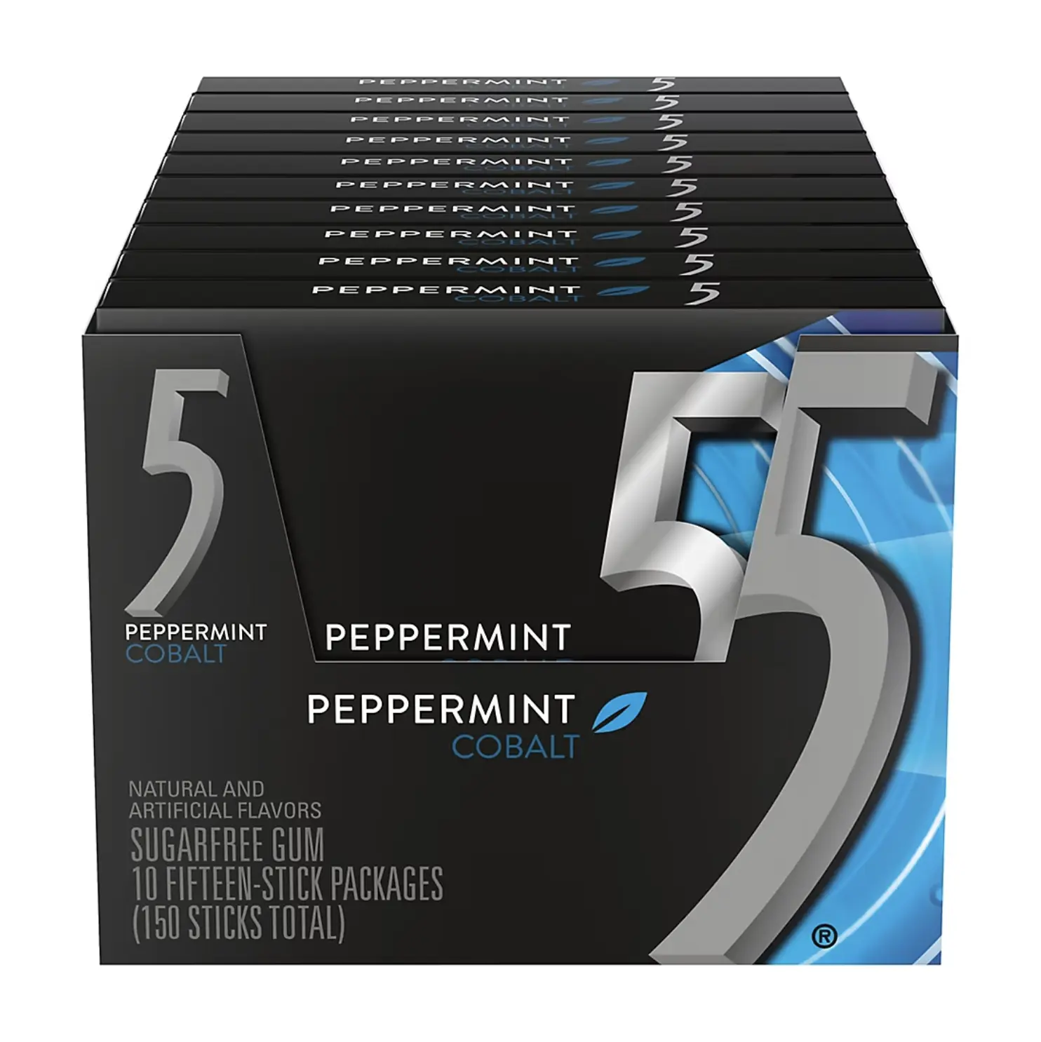 5 Gum Peppermint Cobalt, 15 Sticks Per Pack, 10 packs, Sugar Free Chewing Gum 5 Gum Peppermint Cobalt, 15 Sticks Per Pack, 10 packs, Sugar Free Chewing Gum