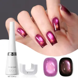 TAYE Cat Eye Gel Polish 0.34 OZ with Magnet  10ML Nail Art Holographic Glitter Shimmer  Translucent Color Magnetic Polish Salon DIY at Home Brush