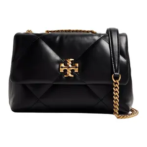 Tory Burch Kira Diamond Quilted Leather Crossbody Bag with Magnetic Closure for Women in Black