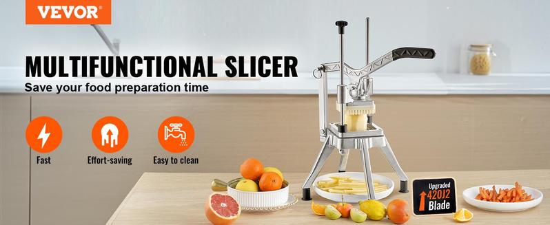 VEVOR Commercial Chopper with 4 Replacement Blades Commercial Vegetable Chopper Stainless Steel French Fry Cutter Potato Dicer & Slicer Commercial Vegetable Fruit Chopper for Restaurants & Home Kitche Kitchen Utensils，Vegetable Chopper, Pro Onion Chopper,