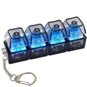 1 Pcs Keyboard Fidget Toy, Keyboard Fidget Keychain 4-in-1 Keyboard Decompression Button Finger Clicker Toys, Button Stress Relief Fidget Gifts to Relief Stress (Transparent color/Black)