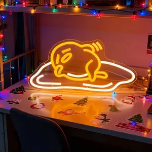 Sanrio Lazy Egg Neon Sign | Wall Decoration with Dimmable Anime LED Light, Decorative Light Decor, Cute Neon Sign for Bedroom, Game Room, Leisure Corner, Ideal for Birthday, Christmas, and New Year Gifts
