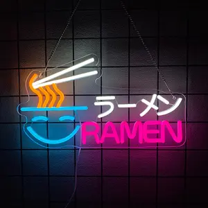 Ramen Neon Sign Japanese Noodles Neon Light for Wall Decor LED Ramen Light Up Signs USB Powered Food Shop Neon Signs for Restaurant Store Kitchen Home Bar Dinning Room Christmas