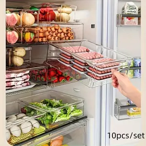 10pcs Set Multifunctional Multi-Spec Kitchen Food Storage Boxes, Refrigerator Organizer Containers, Durable & Convenient Design, Stackable Fridge Organizer