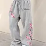 Men's Oversized Cherry Print Knitted Elastic Baggy Sweatpants - Lightweight Quick-Dry Cool & Breathable Polyester Comfy Mens Clothing, Graphic Clothing for Gym & Spring Activities, Machine Washable