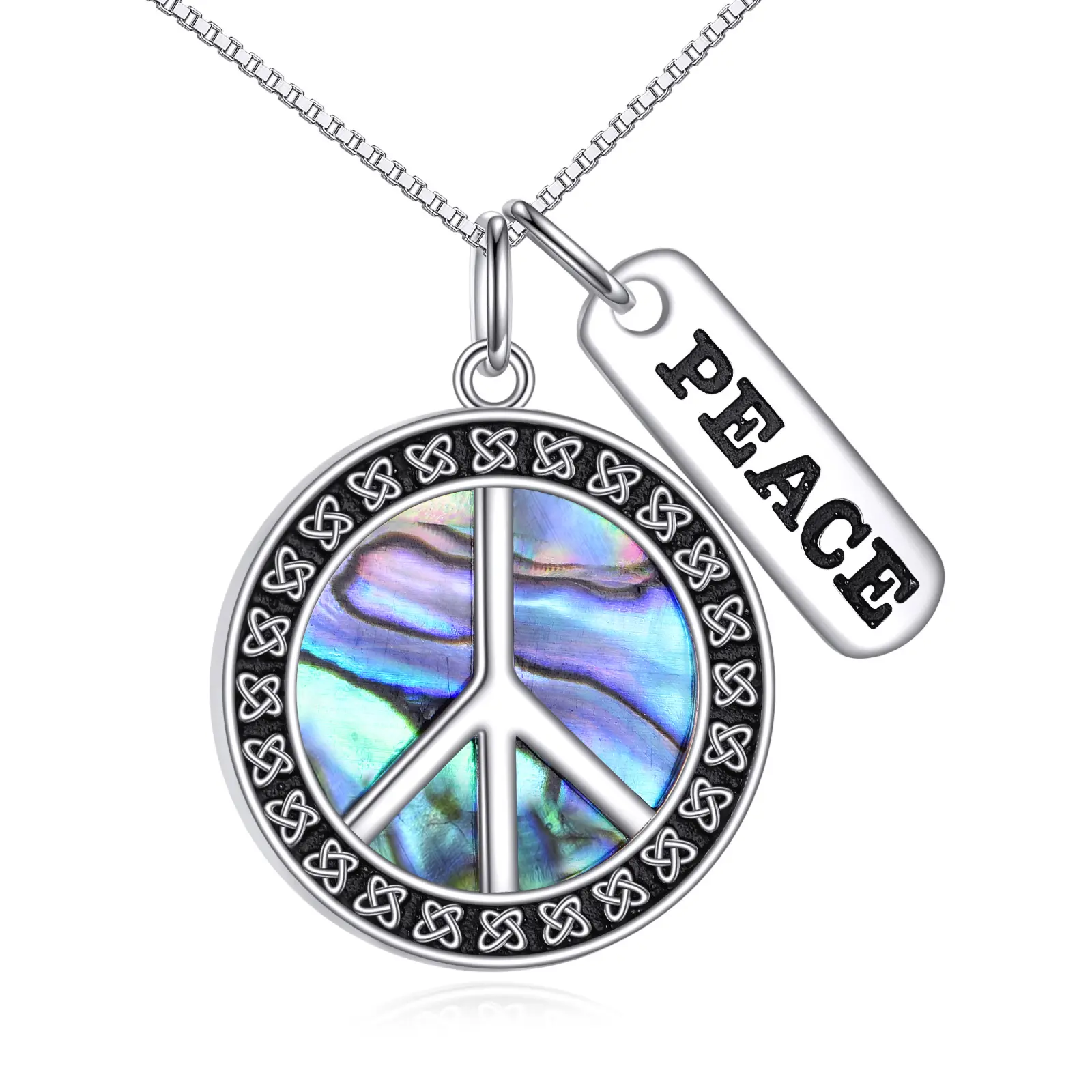 Peace Sign Necklace S925 Sterling Silver Peace Pendant Peace Symbol Jewelry For Women