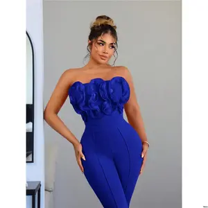 Fitting Edging Lace With Date Or Graduation For tiktok SXY Jiri Clothing Summer Pink Jumpsuit Women Prom Dress Ruffle Pleats And Tight - Bustier