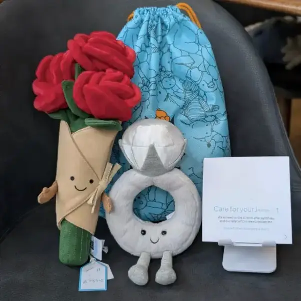 Jellycat Amuseables Diamond Ring Plush, Soft Sparkling Engagement Ring Stuffed Toy, Sweet Bridal Shower, Wedding, Anniversary Keepsake & Gift for Brides