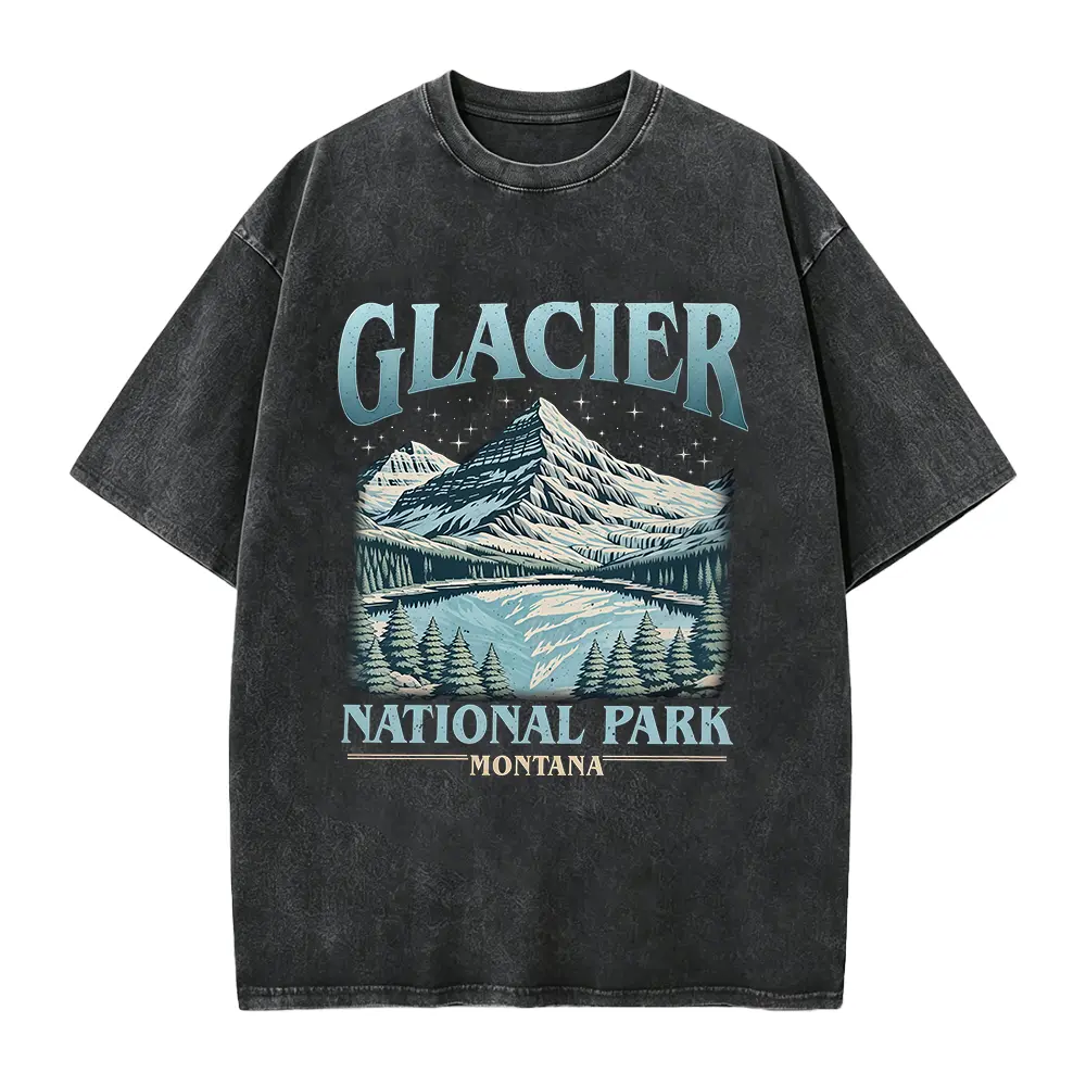 Glacier National Park Montana Graphic Tee, Retro Vintage Hiking Shirt, Nature Top