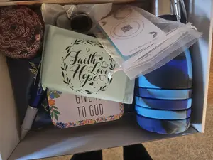 GoodBox4U Faith Hope and Believe Care Box - Inspirational Box with Random Faith Filled Messages, Books & Acts of Kindness, Includes Items for Inspiration & Joy