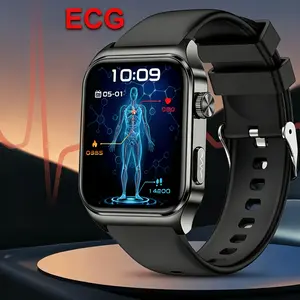 Smart health watch featuring blood pressure and electrocardiogram monitoring, voice announcements, heart health tracking, stress and fatigue reminders, 24/7 sleep analysis, an elegant square dial, suitable for everyday wear, office, travel, and healthcare