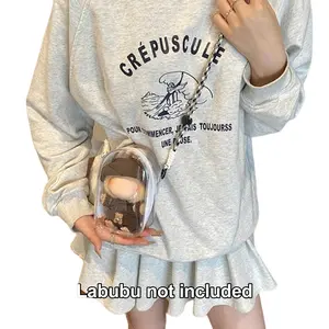 Transparent PVC Doll Storage Bag for V1/v2/v3 Labubu, Dustproof with Adjustable Strap, Keychain & Dual Zip Design, Multi-Scene Use, Zipper Bag, Zipper Pouches