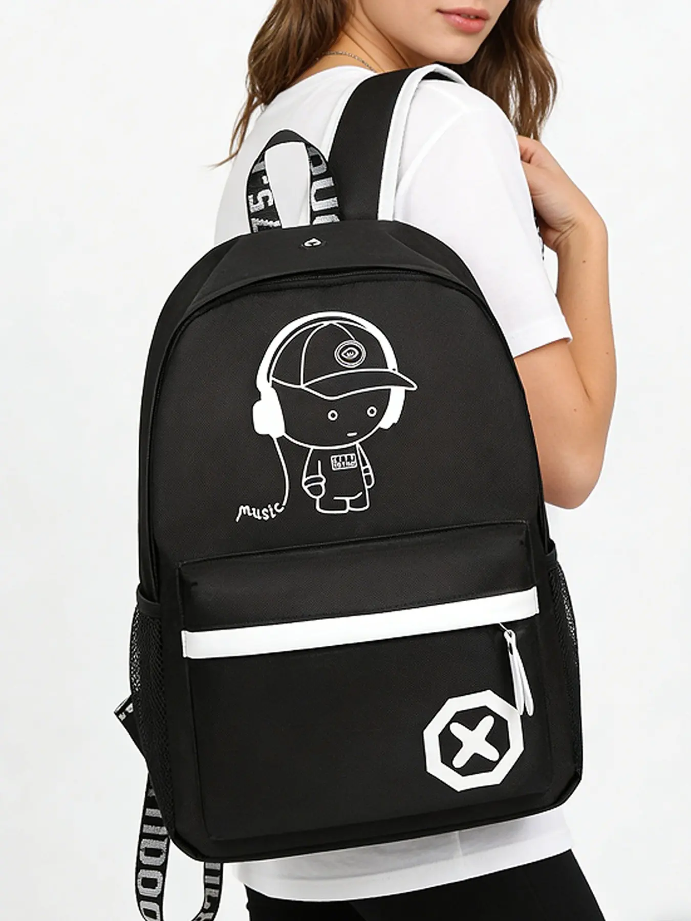 Light Up Pattern Backpack, Casual Large Capacity Backpack with Adjustable Strap, Waterproof Backpack for School & Travel, School Backpack Bookbag, Water Resistant Bookbag, Casual Printed Backpack, Student Backpack