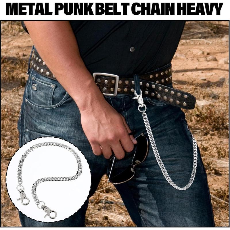 Chain for Pants,Metal Wallet Chains for Men,Double Lock Jean Chains,Punk ,Belt Chain Men for Pants Key  Hop Keyholder Trucker Biker (50cm)