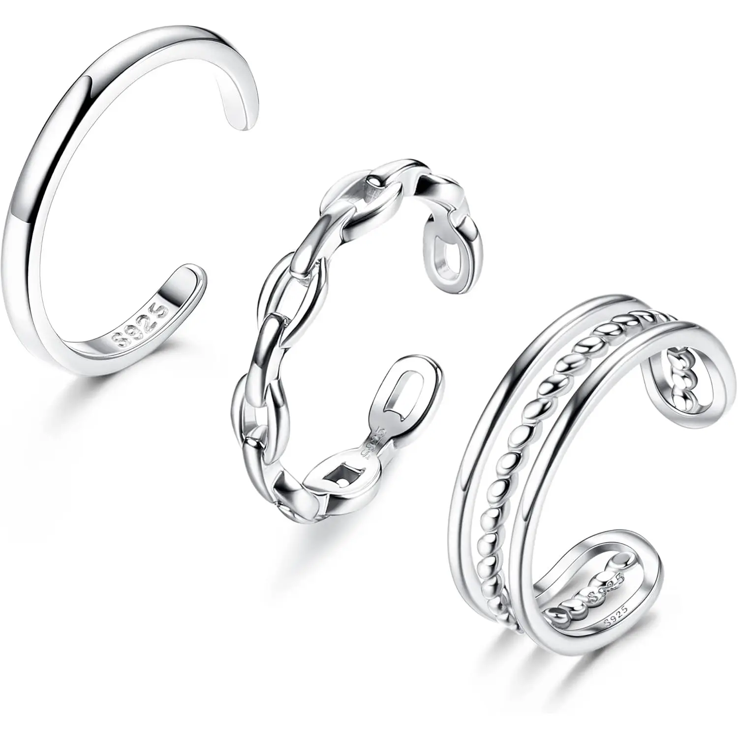 MILACOLATO 3Pcs S925 Sterling Silver Toe Rings for Women Open Toe Rings Comfort-Fit Adjustable Toe Rings Celtic Knot Turquoise Finger Foot Jewelry Set, High Quality Jewelry, Exquisite Jewelry