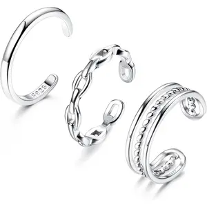 MILACOLATO 3Pcs S925 Sterling Silver Toe Rings for Women Open Toe Rings Comfort-Fit Adjustable Toe Rings Celtic Knot Turquoise Finger Foot Jewelry Set
