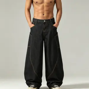Baggy Jeans Curved Blade Pants Heavy Weight Large Pocket,Parabolic Trousers Scimitar Pants Unisex Fashion,Y2K Vintage Hiphop Streetwear