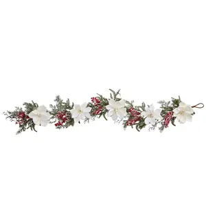 60" Frosted Magnolia & Berry Garland by Nearlytural