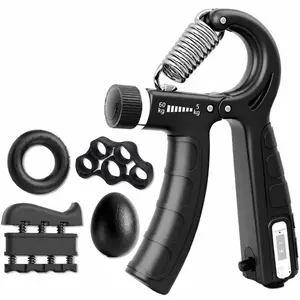 5 PCS Grip Strength Trainer Kit, Hand Gripper Strengthener, Forearm Strengthener, Finger Strengthener, Finger Exerciser, Stress Relief Ball, Forearm Workout Ring for Muscle Building and Injury Recover