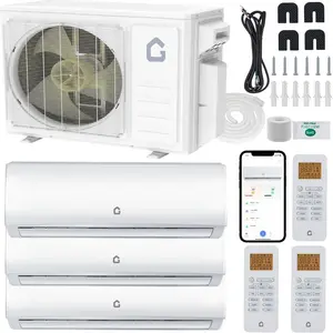 35000 BTU 3-Zone Mini Split AC & Heat Pump, 12k+12k+24k, 19 SEER2, WiFi Alexa, Pre-Charged, 230V