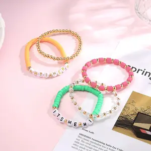 Taylor Fan Memorial, Bohemian Polymer Clay Fashion Bracelet, 5-Piece Set of English Letter Bracelet Bracelet, Women's Elegant Faux Pearl Decor 26 Letter Design Bead Bracelet, Trendy Exquisite Matching Bracelet,