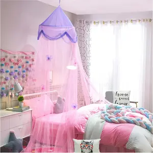 Princess Butterfly Mosquito Net Bed Canopy Curtains for Girls Kids Fits Single Twin Full Queen Size Beds Pink and Purple