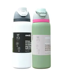 White &  Neo Sage 32oz Owala Insulated Water Bottle – Durable Stainless Steel, BPA-Free, with Built-in Straw for Gym & Travel Portable Tumbler