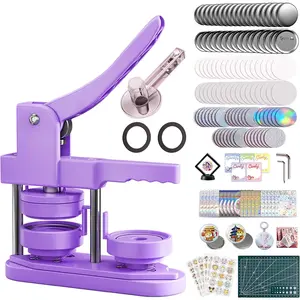 58mm Button Maker Machine Kit, Installation-Free Button Pin Maker & Pin Maker Machine with 100 Sets Supplies, Circle & Bonus DIY Accessories for Badges, Crafts & School Projects