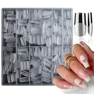 600pc Long Coffin Fake Nail Tips Clear Full Cover XL Coffin False Nails Acrylic Soft Gel X Nail Tips for Salon & Home Women Girls Gel x Nail Extension Acrylic Press on Nails