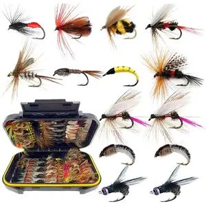 Fly Fishing Flies Kit, 50/114Pcs Handmade Fly Fishing Gear with Dry/Wet Flies, Streamers, Fly Assortment Trout Bass Fishing with Fly Box (114Pcs/Set-11 Mixed Styles)