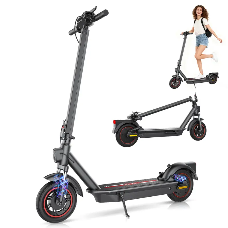 Max Pro Electric Scooter 500W Rear Drive Motor 25MPH Top Speed Dual Hydraulic Suspension 15Ah Large Battery 28 Miles Long Range 5H Fast Charging Foldable Design Smart APP Control Front and Rear Lights Official Warranty