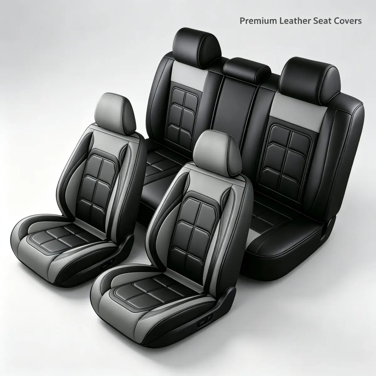 For Subaru Crosstrek / WRX / Outback / Legacy / Impreza 3D Muscle Designed Car 5 Seats Covers, PU Leather Soft Touch Front Rear 5 Seats Covers Full Set Cushion Protector Pad Mat Non-Slip Waterproof for All Seasons Child Seat & Pet Friendly