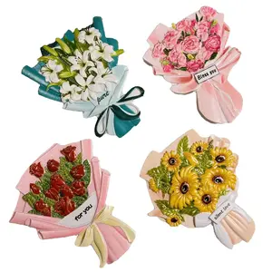 Flower Magnets Combo: Blooming with Delight - Sunflower, Carnation, Lily & Rose Magnets Decor Floral Magnetic
