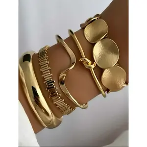 Women's Luxury Bracelet Set, European Style Twisted Design, Elegant Bangle, Casual Alloy Jewelry, Stackable Fashion Accessories, Perfect Gift Idea