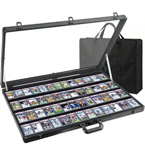 Aluminum Card Display Case 34x22 Large Portable Trading card Storage with Lock - Heavy Duty Sports Card Showcase for Graded Slabs, Collectibles, and Exhibits - Sleek Professional Black Finish