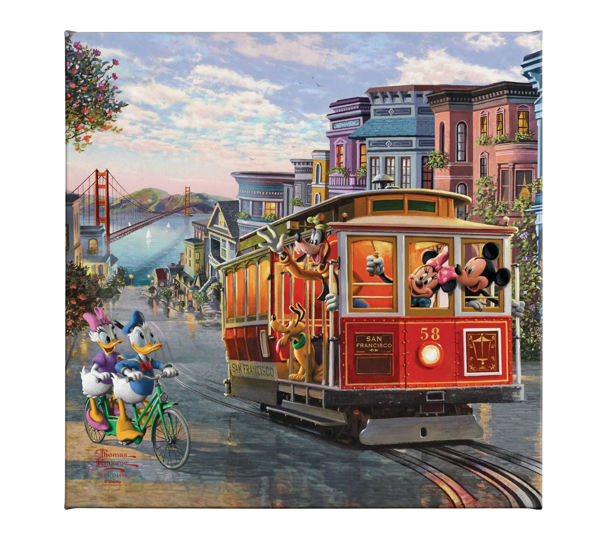 Thomas Kinkade Mickey & Minnie San Francisco 14x14Gallery Wrap